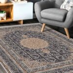 فرش ماشینی مه ترنج طرح رایان زمینه نقره ای