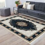 فرش ماشینی مه ترنج طرح چکاوک زمینه کرم 1000 شانه
