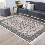 فرش ماشینی مه ترنج طرح گیلدا زمینه کرم 1000 شانه