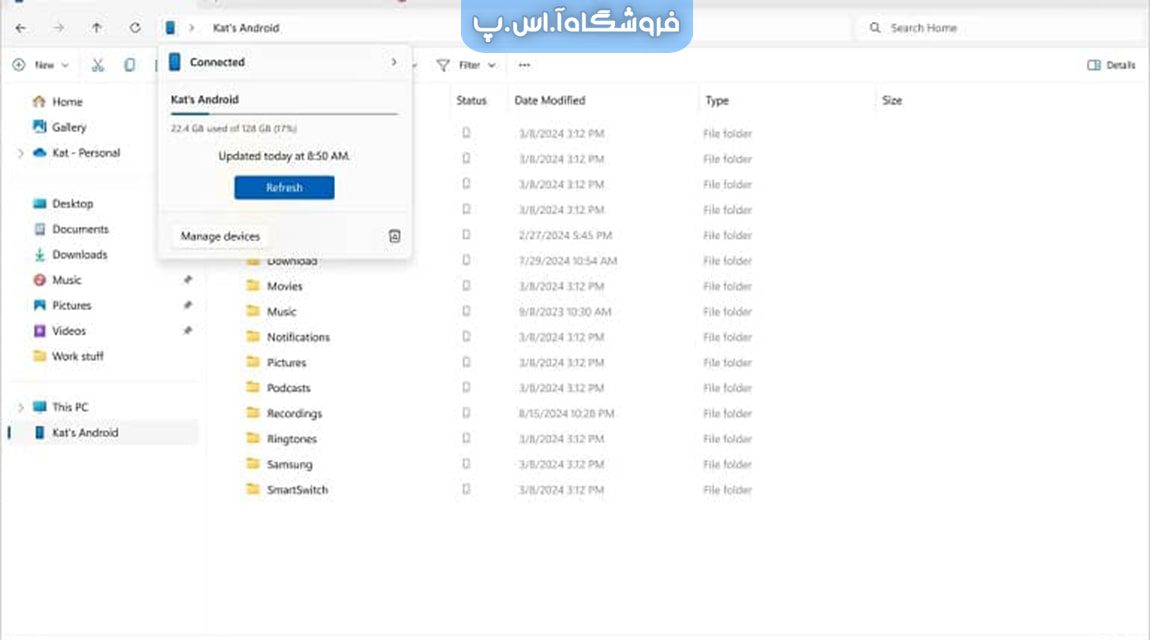 قابلیت دسترسی به گوشی اندروید در ویندوز 11 با File Explorer