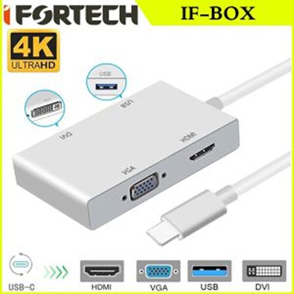 تبدیل Type-C به 4 در 1 آیفورتک مدل Ifortech 4k IF-BOX