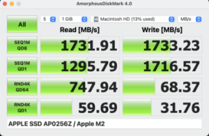 csm amorphousdiskmark f242775d51 300x195 - مک بوک ایر M1 اپل با حافظه 256 گیگابایت SSD هنوز سریعتر است!