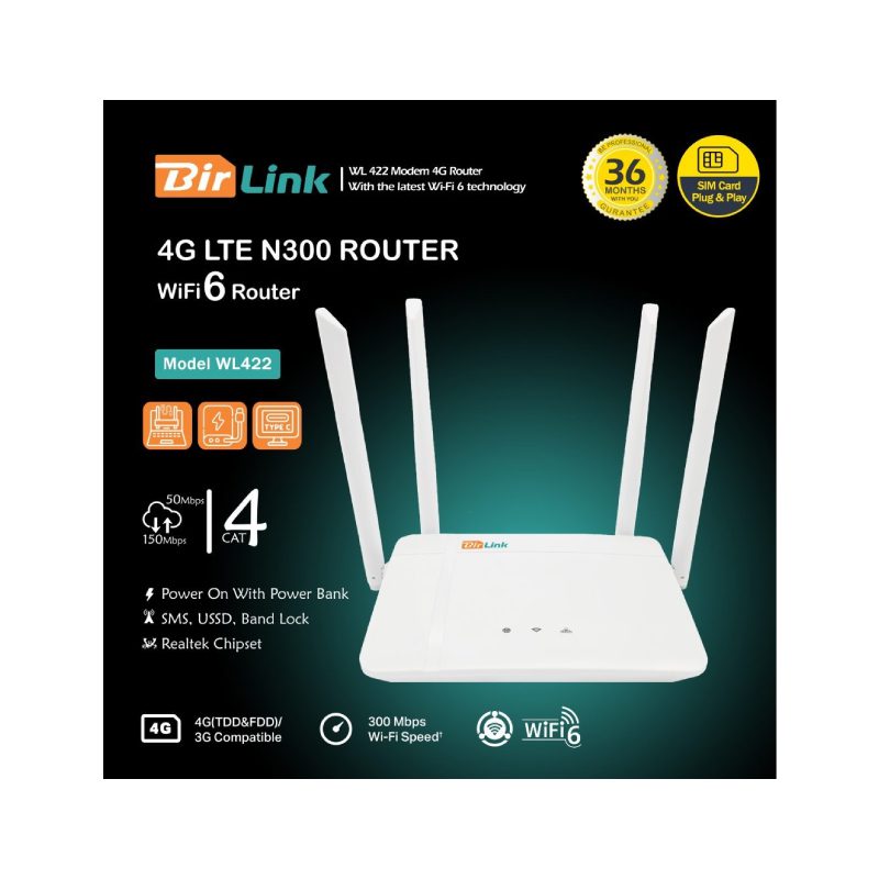 مودم روتر 4G/LTE بی‌سیم بیر لینک مدل WL422 + Wi-Fi 6