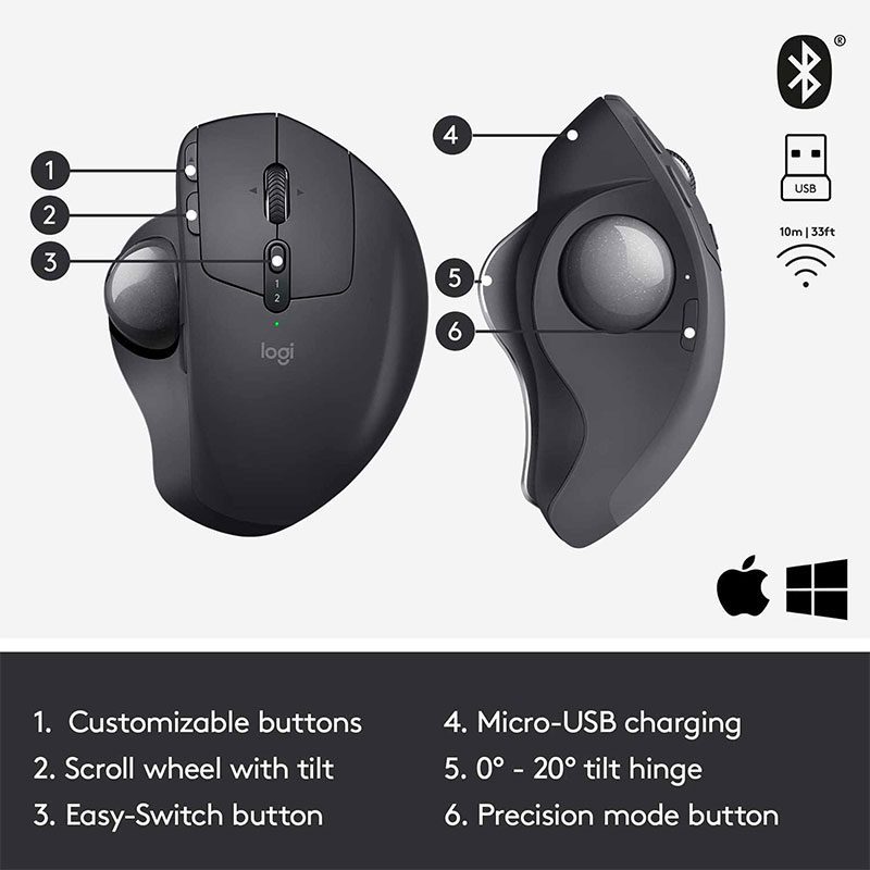 ماوس بی سیم لاجیتک مدل Logitech MX ERGO TRACKBALL