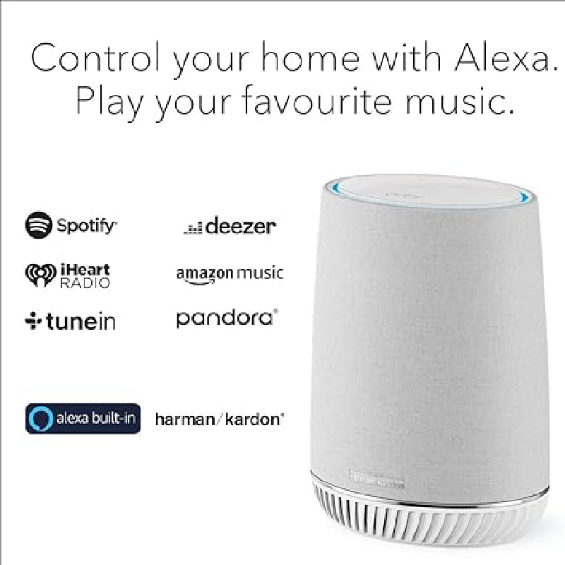 بلندگوی هوشمند Orbi سه بانده و توسعه‌دهنده وای‌فای مش مدلNetgear Orbi Voice RBS40V