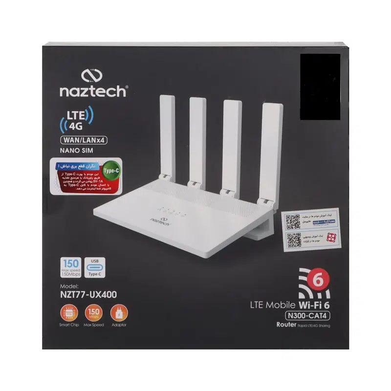 مودم روتر 4G LTE بی سیم N300 نزتک مدل NZT77-UX400