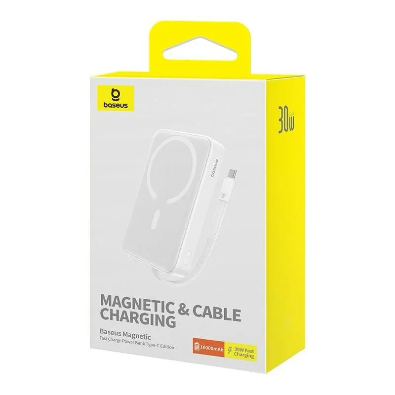 پاوربانک بی‌سیم 30 وات باسئوس مدل Magnetic Mini ظرفیت 10000 میلی آمپر ساعت