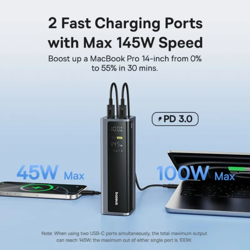 پاوربانک بیسوس مدل EnterGeek GP12 145w ظرفیت 20800 میلی آمپر ساعت