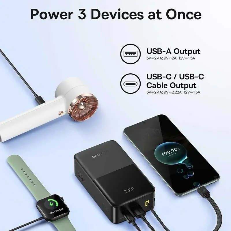 پاوربانک 22 وات بیسوس مدل EnerFill FC51 Bipow 2 Pro ظرفیت 30000 میلی‌آمپرساعت