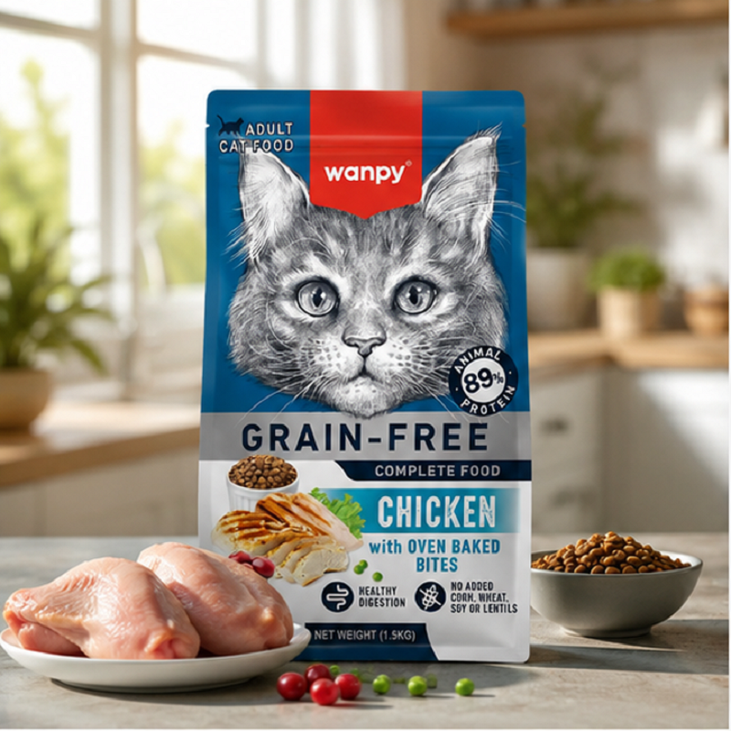 غذای خشک بچه گربه با طعم مرغ ونپی 1.5 کیلوگرم Wanpy Complete Food