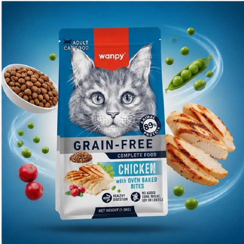 غذای خشک گربه بالغ با طعم مرغ ونپی 1.5 کیلوگرم Wanpy Adult Cat Dry food