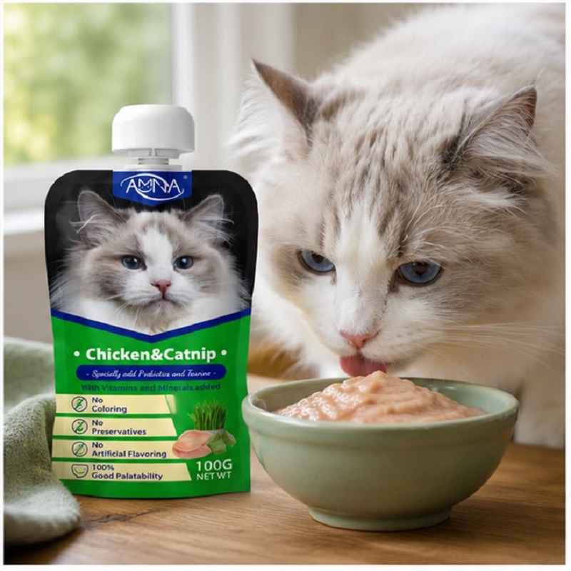 پودینگ گربه آمنا با طعم مرغ و کت نیپ 100گرم Amna Cat Pouch