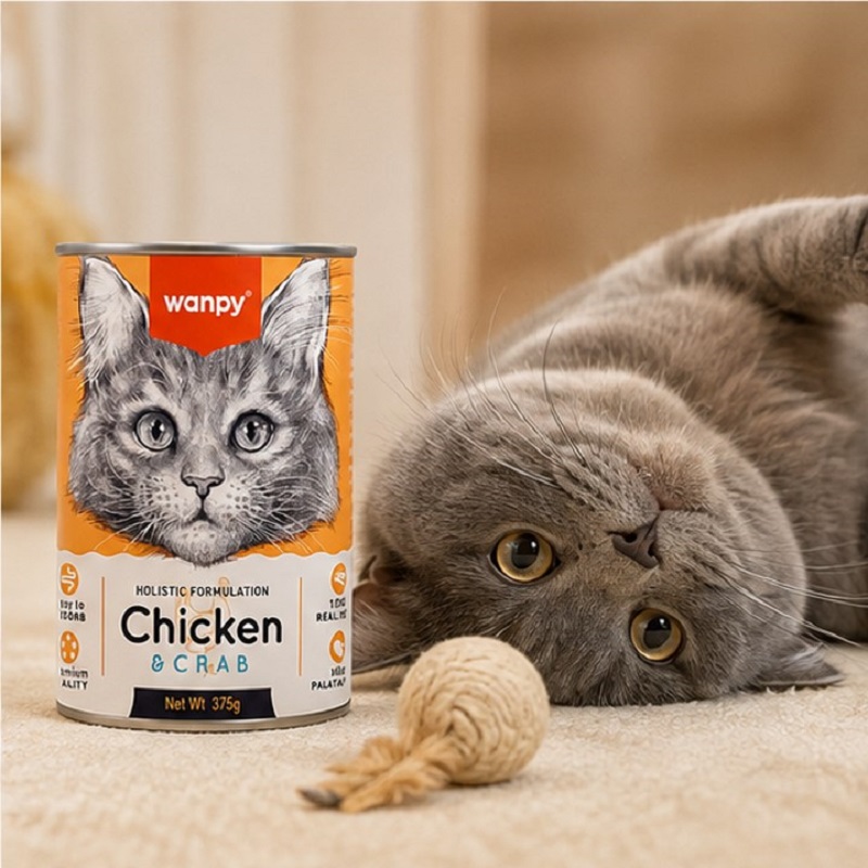 کنسرو گربه با طعم مرغ و خرچنگ ونپی 375 گرم Wanpy Canned