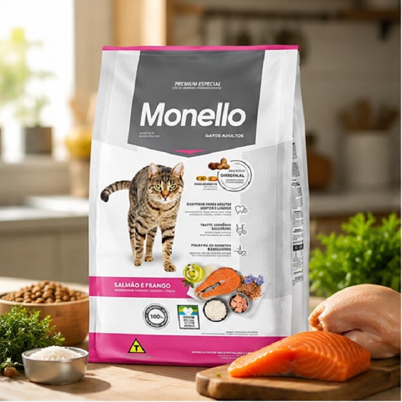 غذای خشک گربه مونلو میکس با طعم مرغ و ماهی سالمون 1 کیلوگرم Monlo Food