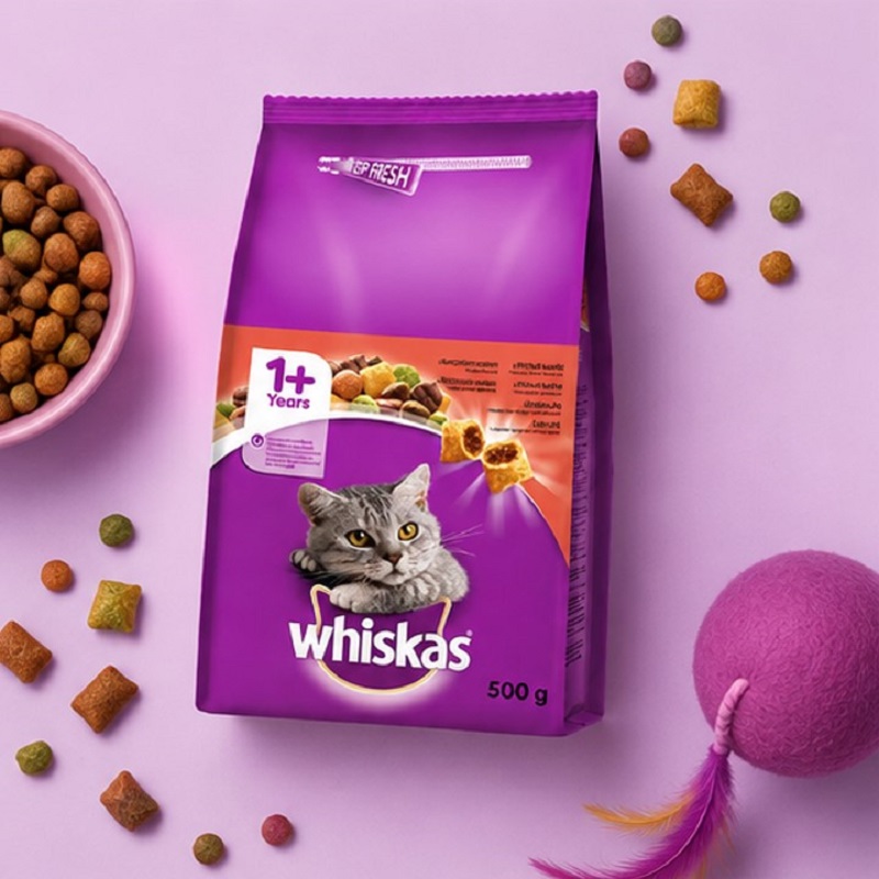غذای خشک گربه ویسکاس با طعم گوشت 500 گرم Whiskas Food
