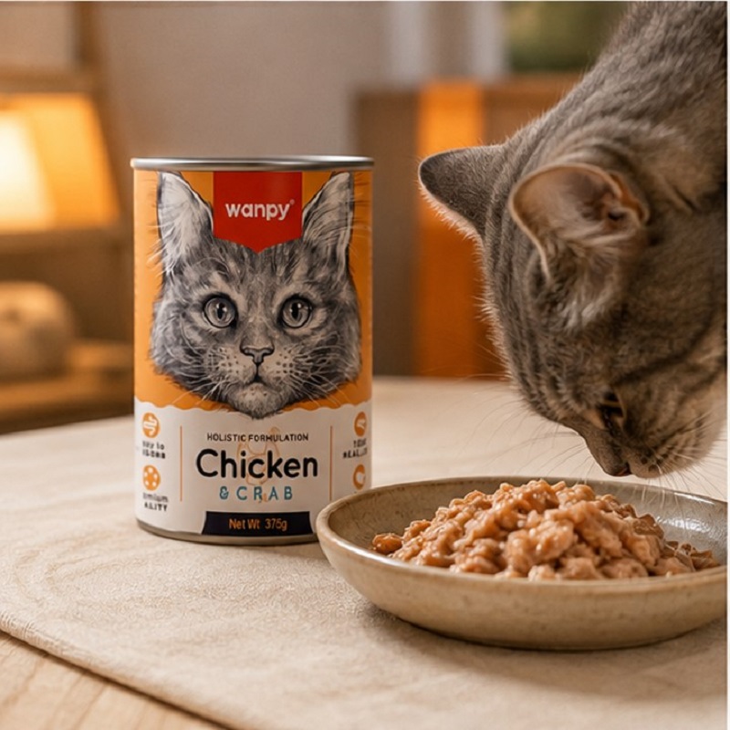 کنسرو گربه با طعم مرغ و خرچنگ ونپی 375 گرم Wanpy Canned