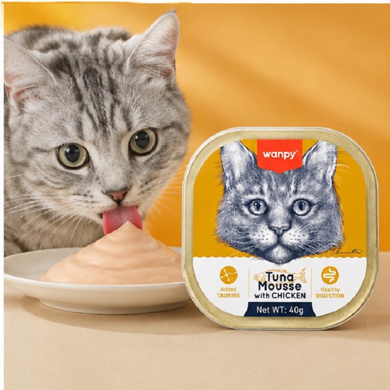 ووم گربه ونپی با طعم مرغ و ماهی تن انگلیسی نویس 40 گرم Wanpy Mousse