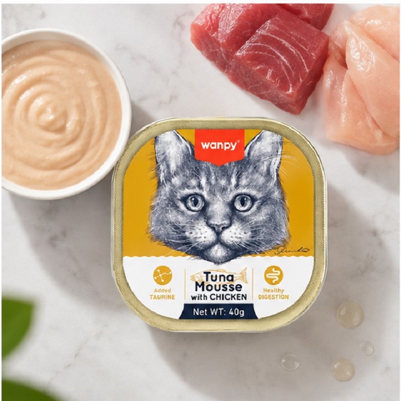 ووم گربه ونپی با طعم مرغ و ماهی تن انگلیسی نویس 40 گرم Wanpy Mousse