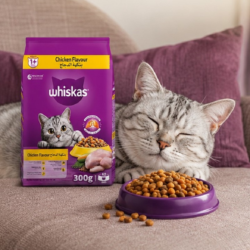 غذای خشک گربه بالغ با طعم مرغ ویسکاس 300 گرم Whiskas Food