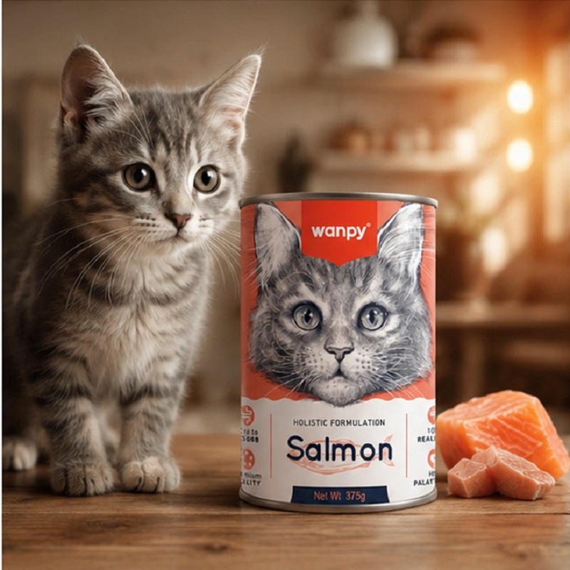 کنسرو گربه با طعم ماهی سالمون ونپی 375 گرم Wanpy Canned