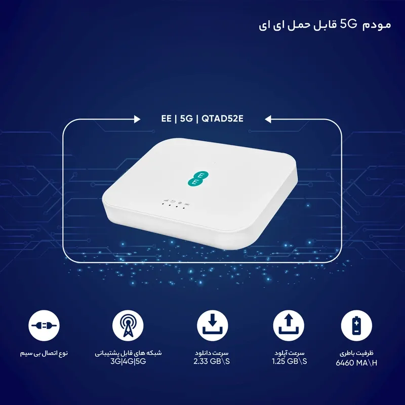 مودم 5G قابل حمل لن دار آلکاتل مدل QTAD52E