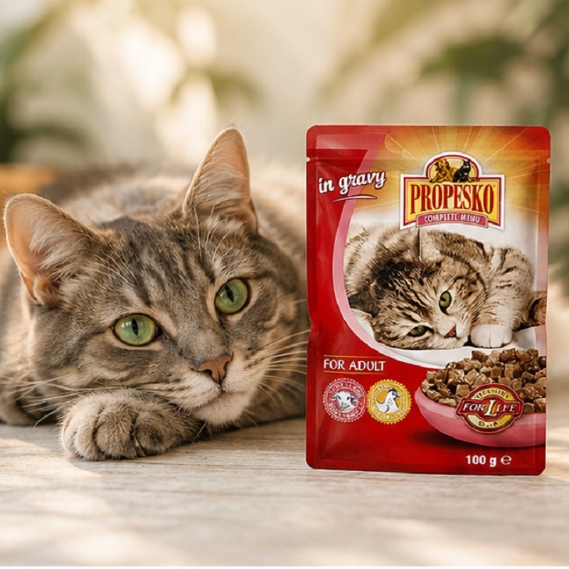 پوچ گربه بالغ در طعم مرغ و بره پروپسکو ۱۰۰ گرم Propesko Pouch