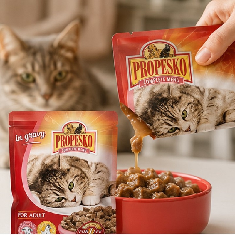 پوچ گربه بالغ در طعم مرغ و بره پروپسکو ۱۰۰ گرم Propesko Pouch