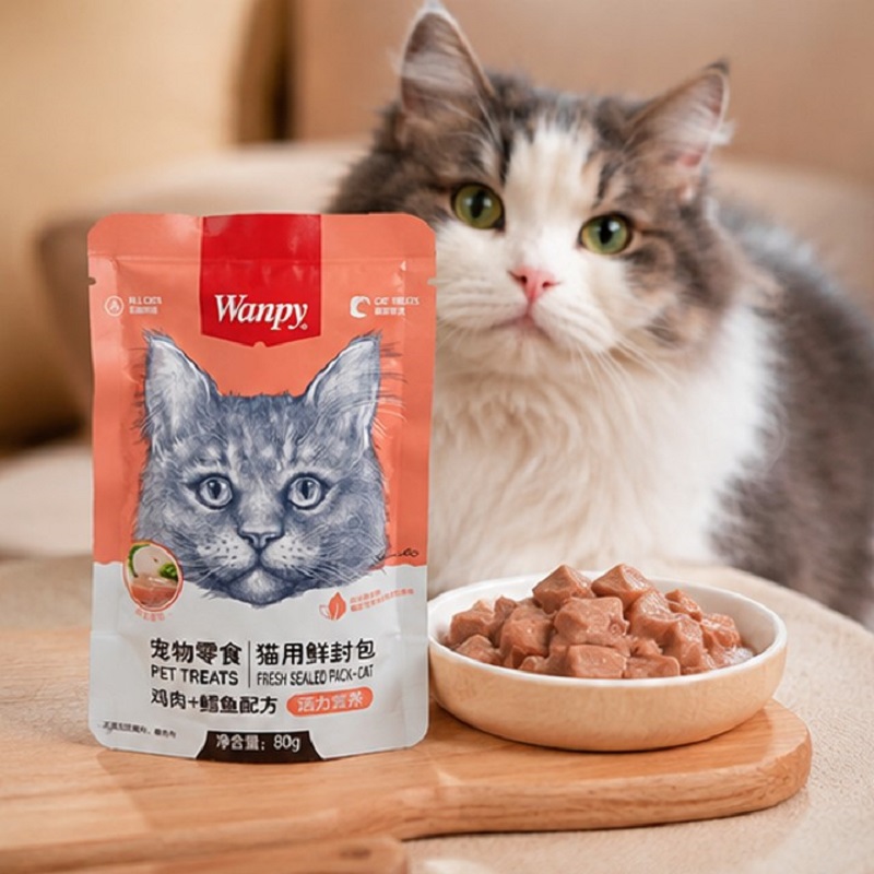 پوچ گربه ونپی با طعم مرغ و ماهی تن 80 گرم Wanpy Pouch