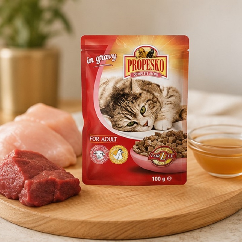 پوچ گربه بالغ در طعم مرغ و بره پروپسکو ۱۰۰ گرم Propesko Pouch