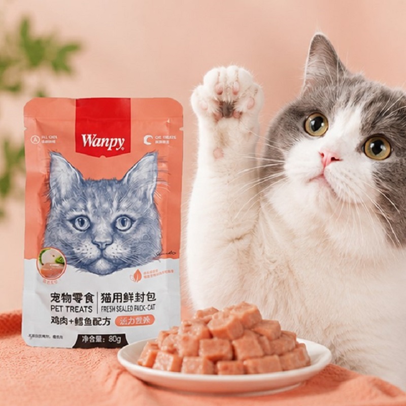 پوچ گربه ونپی با طعم مرغ و ماهی تن 80 گرم Wanpy Pouch