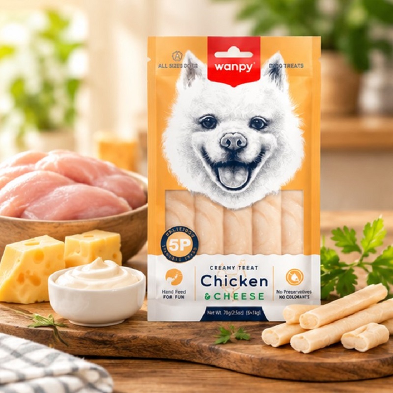 بستنی سگ ونپی با طعم مرغ و پنیر 5 عددی Wanpy Food
