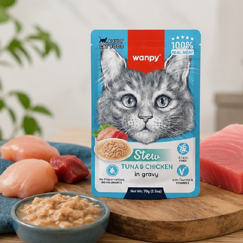 پوچ گربه بالغ با طعم ماهی تن و مرغ ونپی 70 گرم Wanpy Pouch