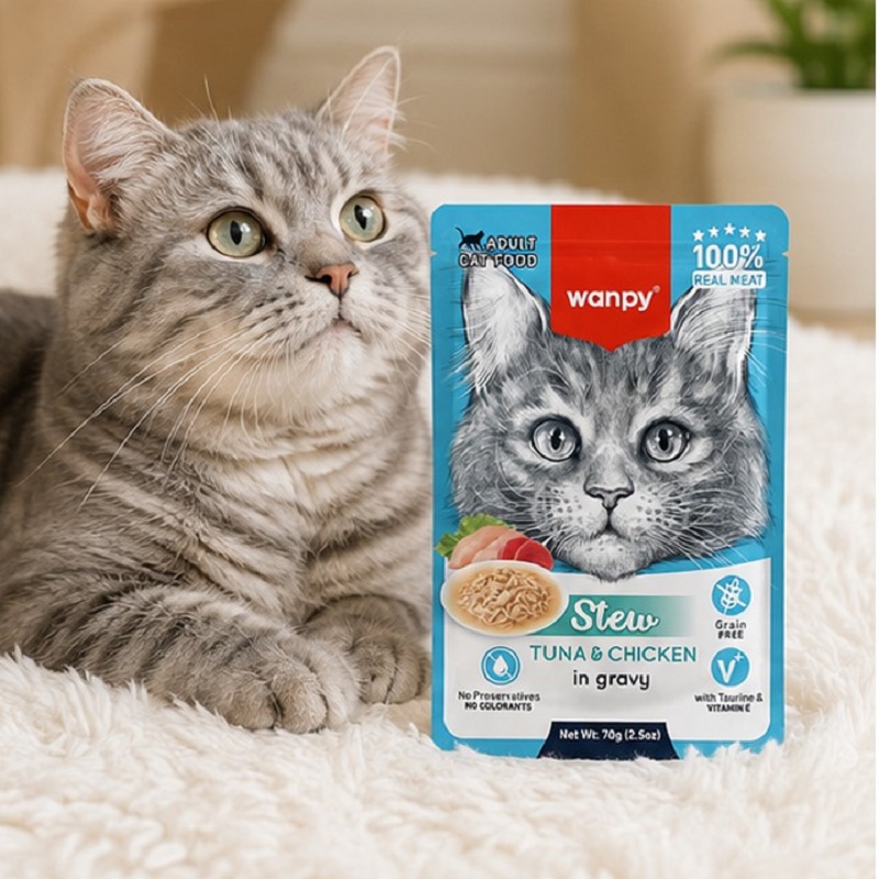 پوچ گربه بالغ با طعم ماهی تن و مرغ ونپی 70 گرم Wanpy Pouch