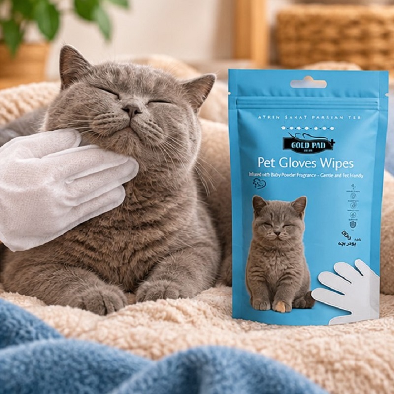 دستکش مرطوب گربه (دستکش حمام گربه) گلد پد بسته 5 عددی Gold Pad Glove
