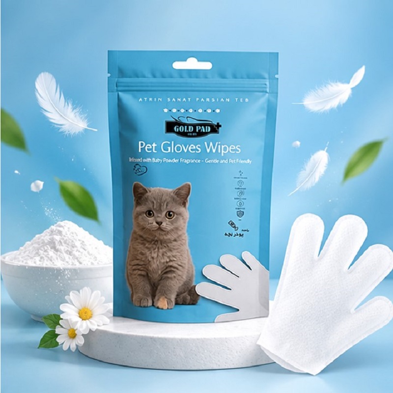 دستکش مرطوب گربه (دستکش حمام گربه) گلد پد بسته 5 عددی Gold Pad Glove