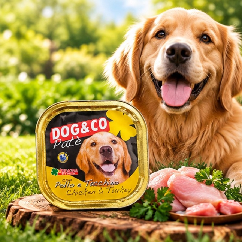 کنسرو سگ با طعم مرغ و بوقلمون داگ اند کو 300 گرم Dog & Co Food