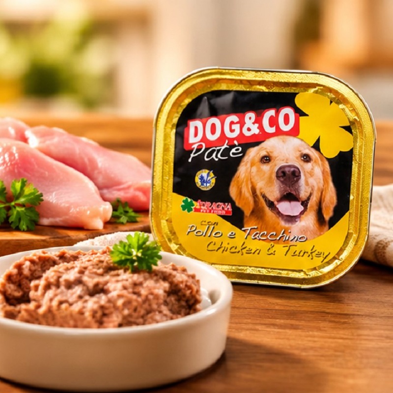 کنسرو سگ با طعم مرغ و بوقلمون داگ اند کو 300 گرم Dog & Co Food