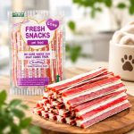 تشویقی سگ گوشتی نرم با طعم مرغ و ماهی 160 گرم Petvita Snack