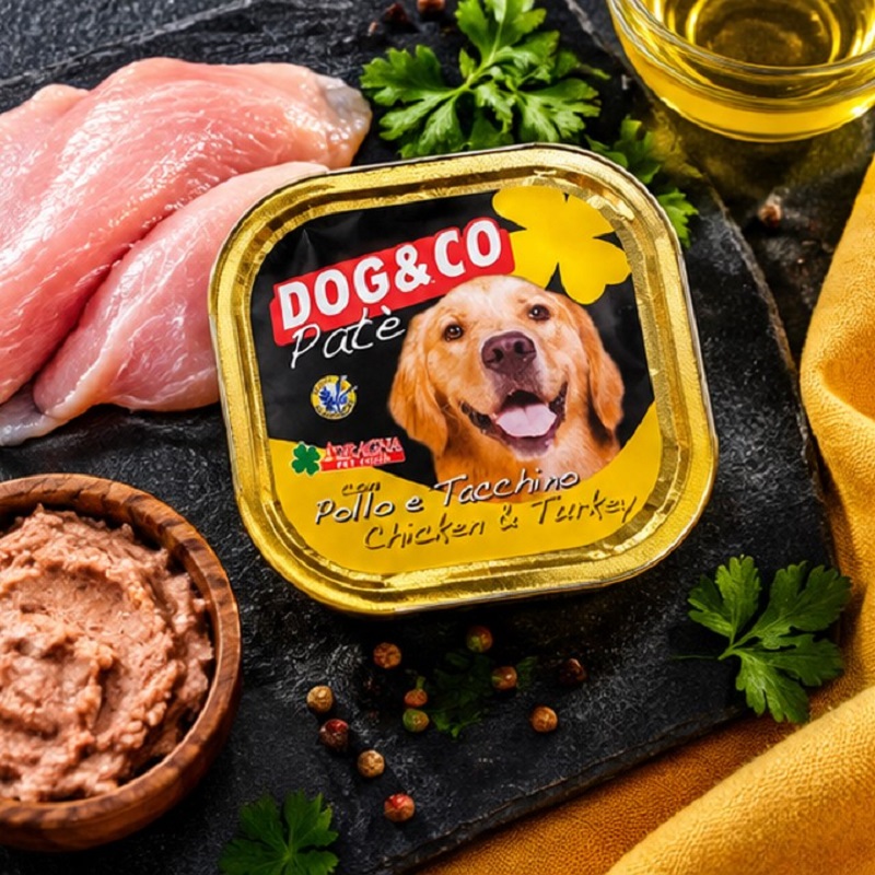 کنسرو سگ با طعم مرغ و بوقلمون داگ اند کو 300 گرم Dog & Co Food