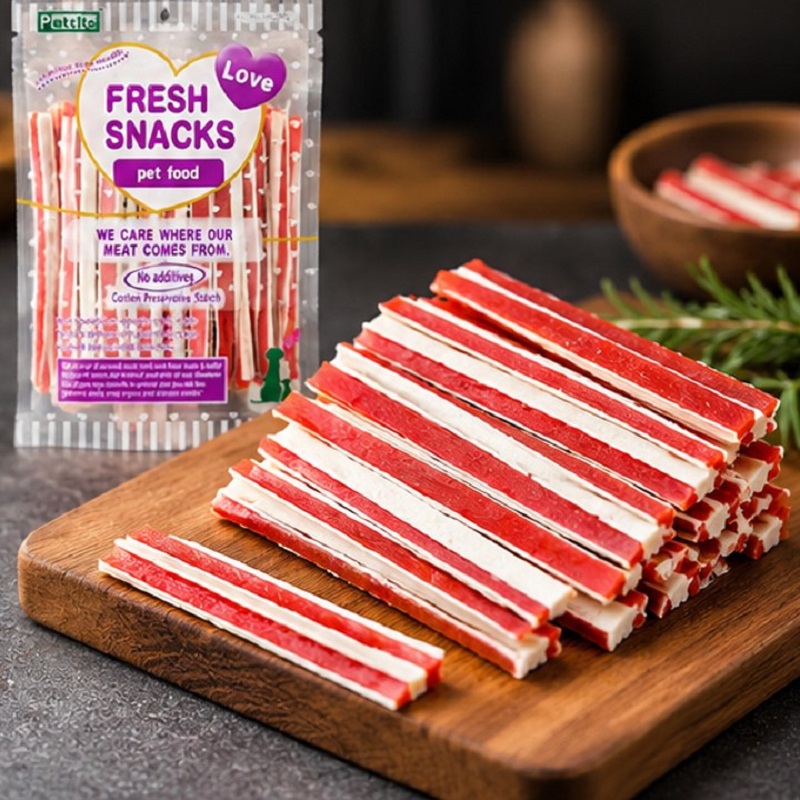 تشویقی سگ گوشتی نرم با طعم مرغ و ماهی 160 گرم Petvita Snack