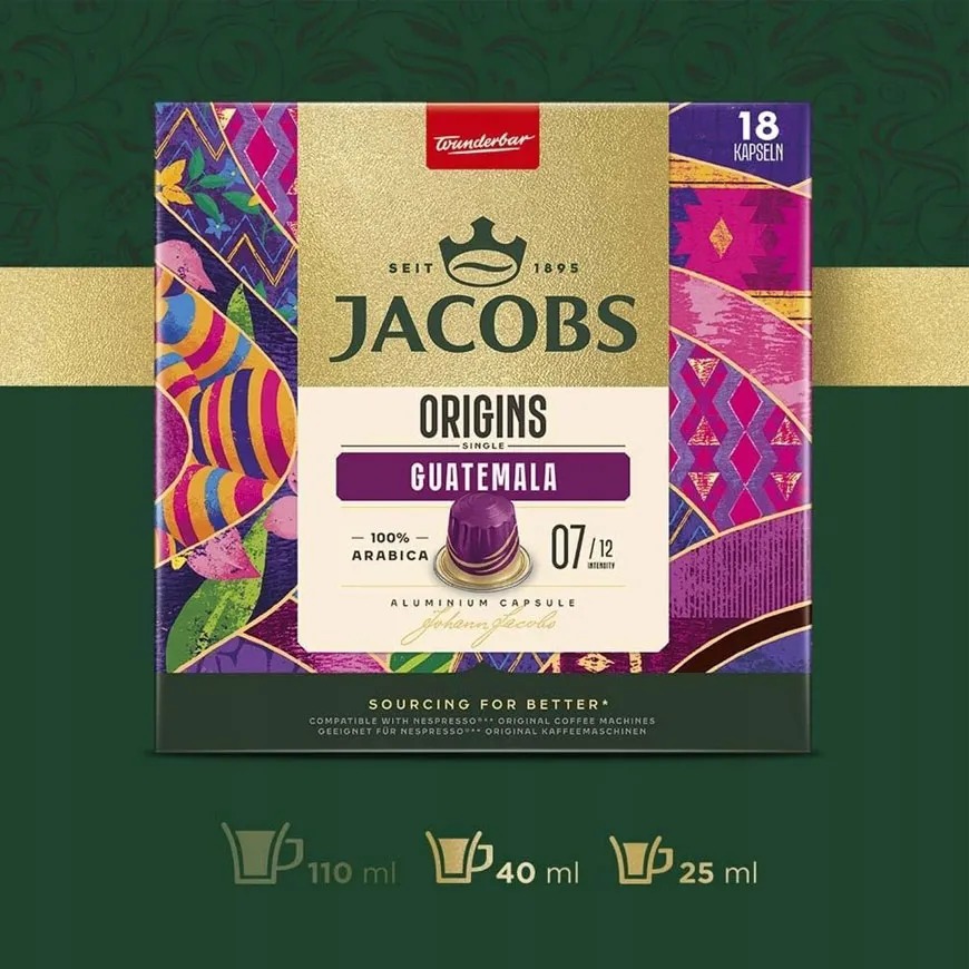 کپسول قهوه جاکوبز گواتمالا بسته 18 عددی | Jacobs Single Origins Guatemala