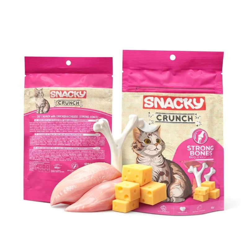 تشویقی گربه اسنکی کرانچ مدل Snacky Crunch Strong Bones طعم مرغ و پنیر وزن 60 گرم